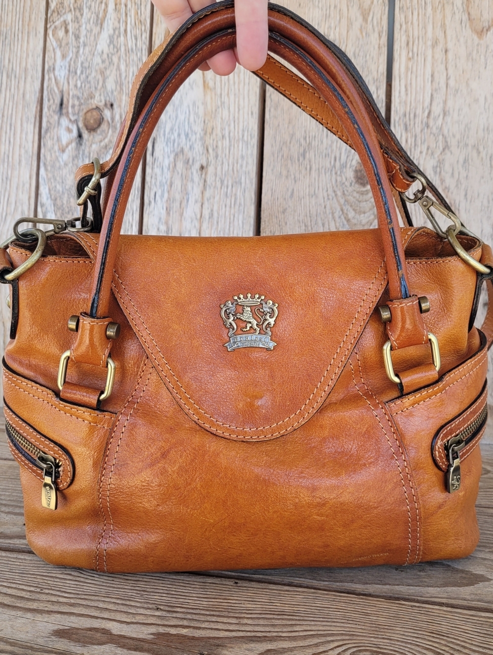 Gorgeous Pratesi Firenze Italian Leather Handbag In Cognac Brown - Picture 2 of 12